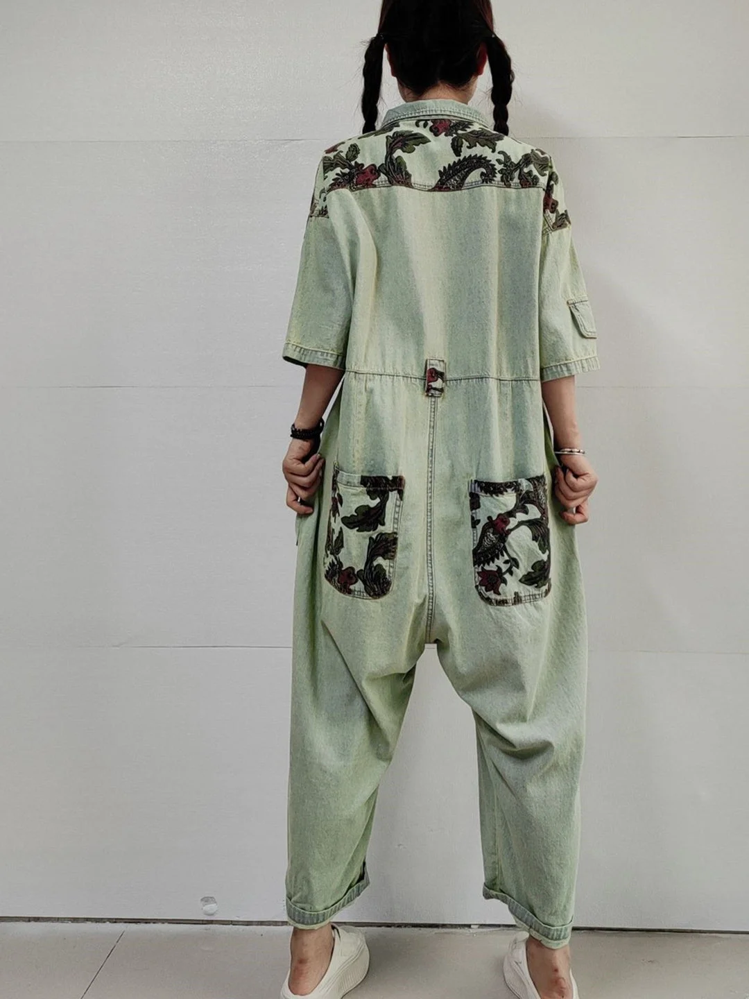 Women Half Sleeve V-neck Solid Color Dress