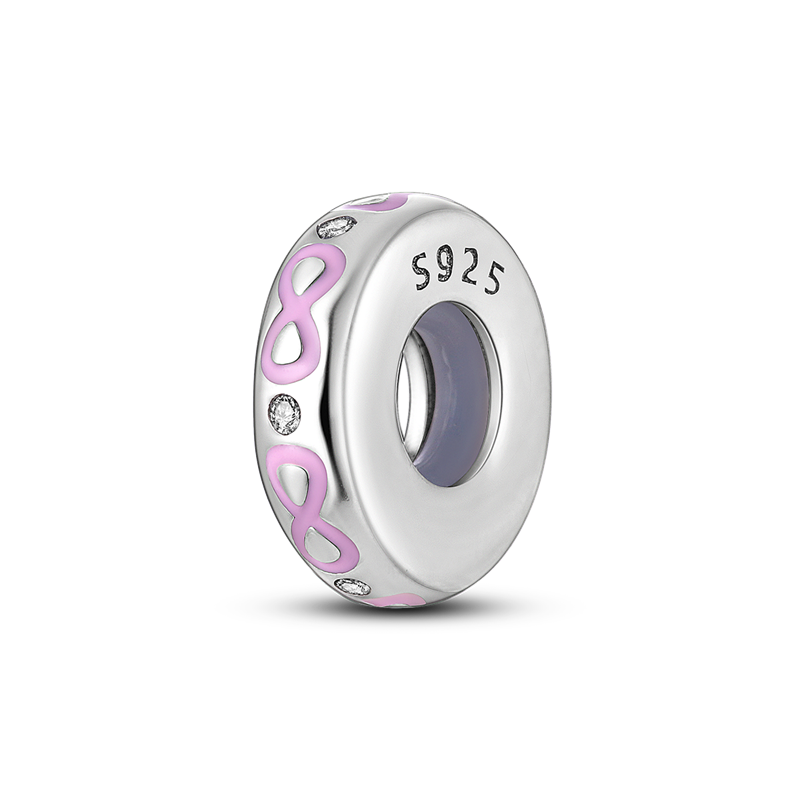 925 Silver Pink “&” Charm fit for DIY Charms Bracelet & Bangle Fine Jewelry KTC408