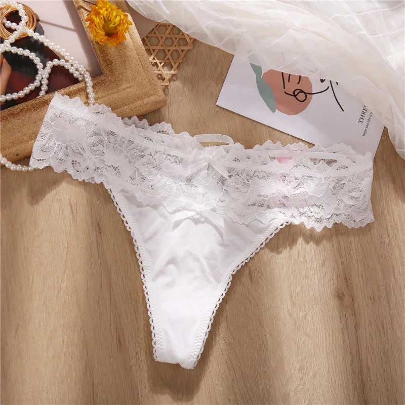 Sexy Panties Women Lace Underwear Cotton Briefs Female Underpants Thong G-String Pantys Perspective Embroidery Intimate Lingerie