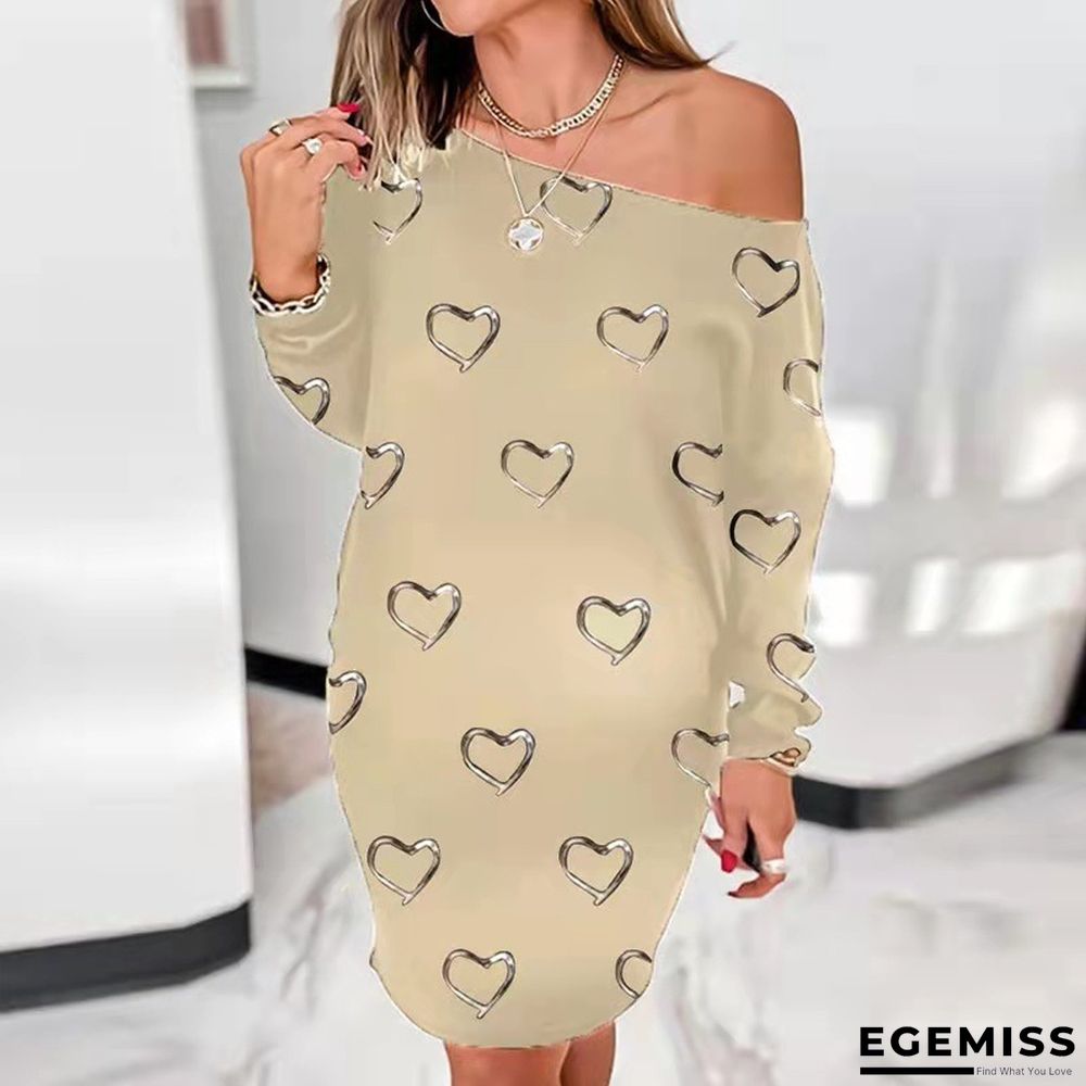 3D Printed Round Neck Long Sleeve Loose Dress | EGEMISS