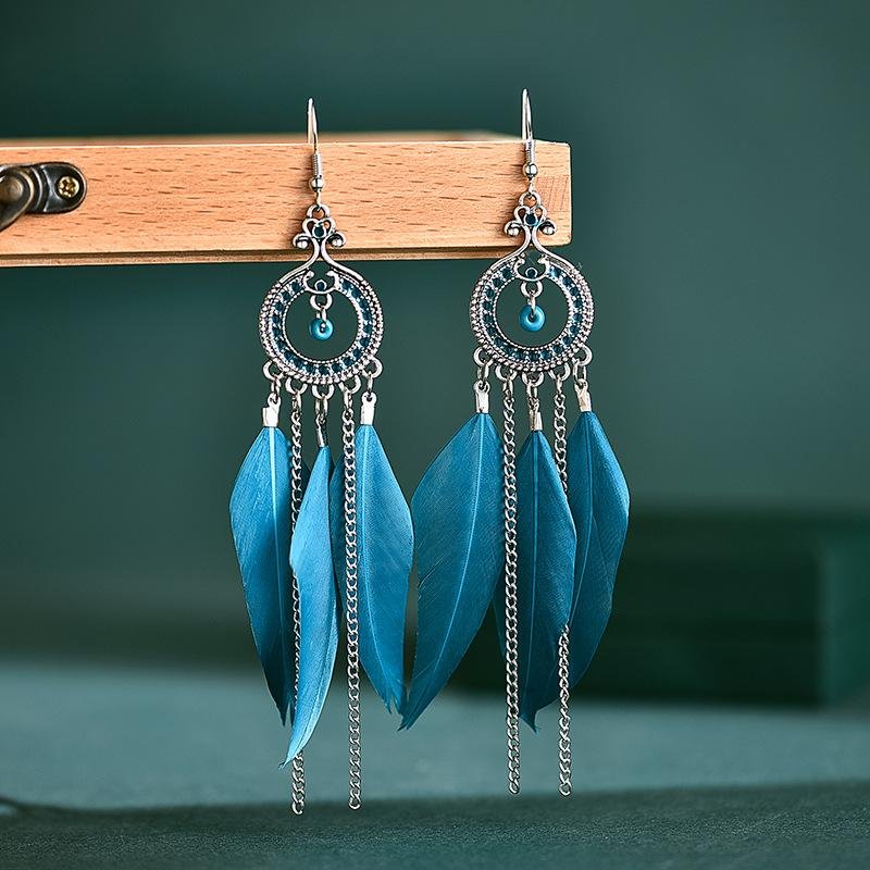Ethnic Feather Tassel Vintage Ladies Earrings