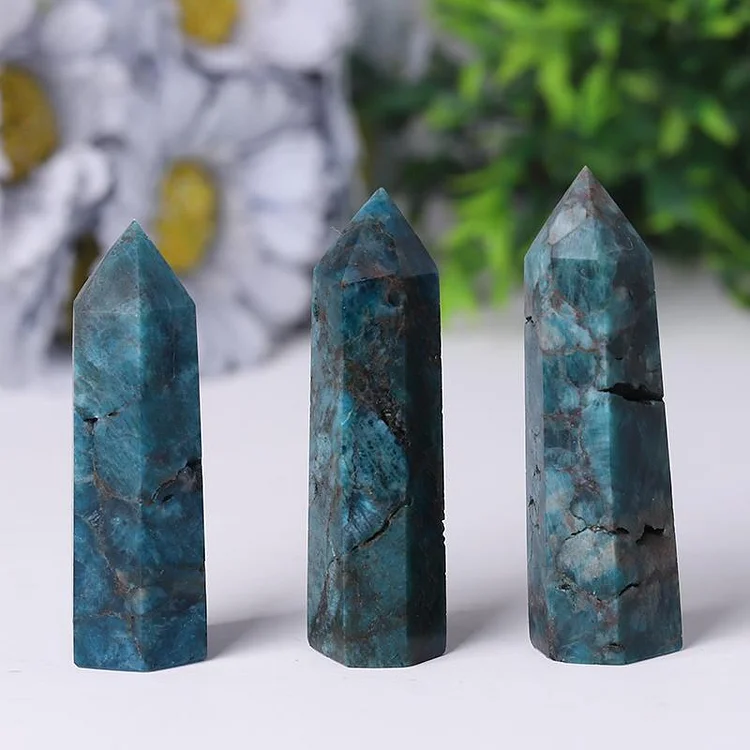 Natural Blue Apatite Point Healing Towers Points Bulk