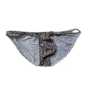 Printed men's leopard print ice silk briefs