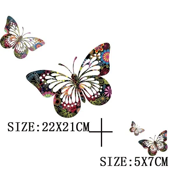 Colorful Butterfly Iron On Transfer For Clothing A-level Washable Thermal Sticker Beautiful Flower Patches On Clothes Decoration