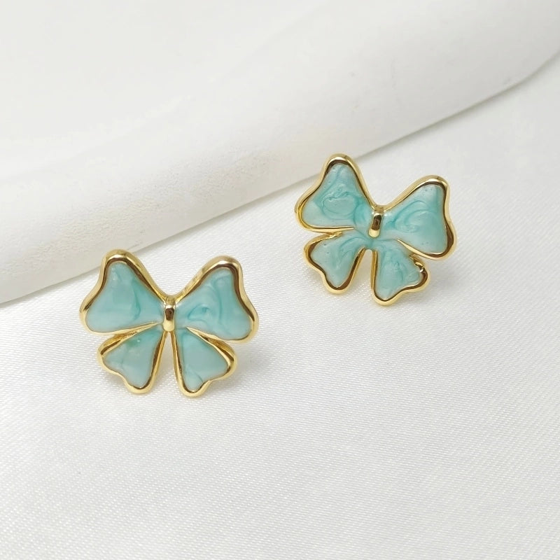 1 Pair Elegant Sweet Commute Bow Knot Enamel 304 Stainless Steel Ear Studs