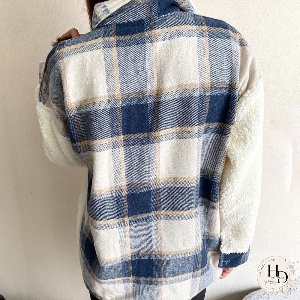 Red Fashion Casual Plaid Print Split Joint Cardigan Turndown Collar Outerwear