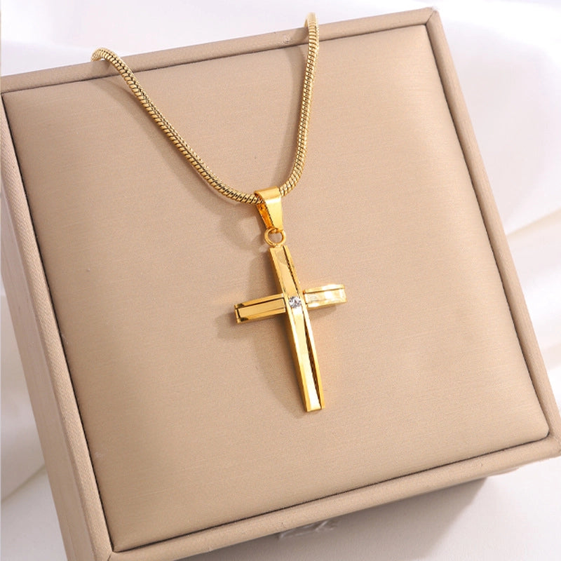 Hip-Hop Streetwear Cross Titanium Steel Pendant Necklace