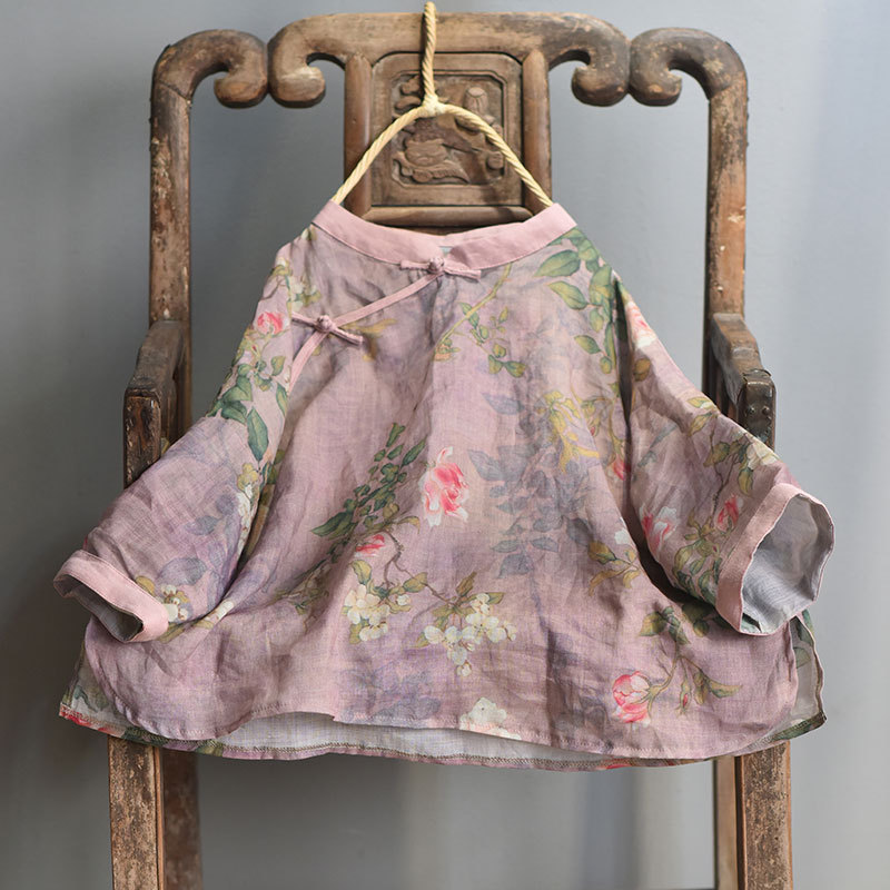 Original Chinese-style Digital Printed Classical Linen Shirt