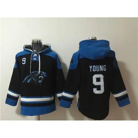 Men's Carolina Panthers #9 Bryce Young Black Ageless Must-Have Lace-Up Pullover Hoodie Q9GQ