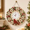 Acrylic Special Shape Xmas Wreath Bird Diamond Pearl Painting Clock Handicraft Hanging Kit