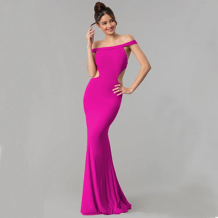 Elegant Off Shoulder Evening Dress with Long Sleeves main image 0
