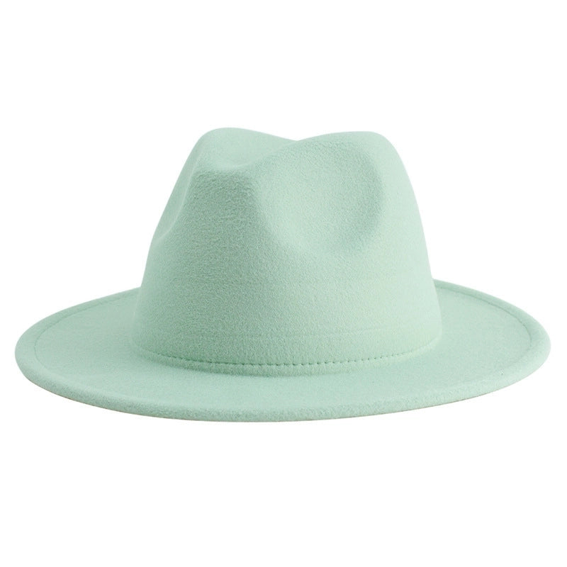 60 Color Solid Color Jazz Top Hat British Style Retro Woolen Hat Adult Embroidered Logo Felt Hat