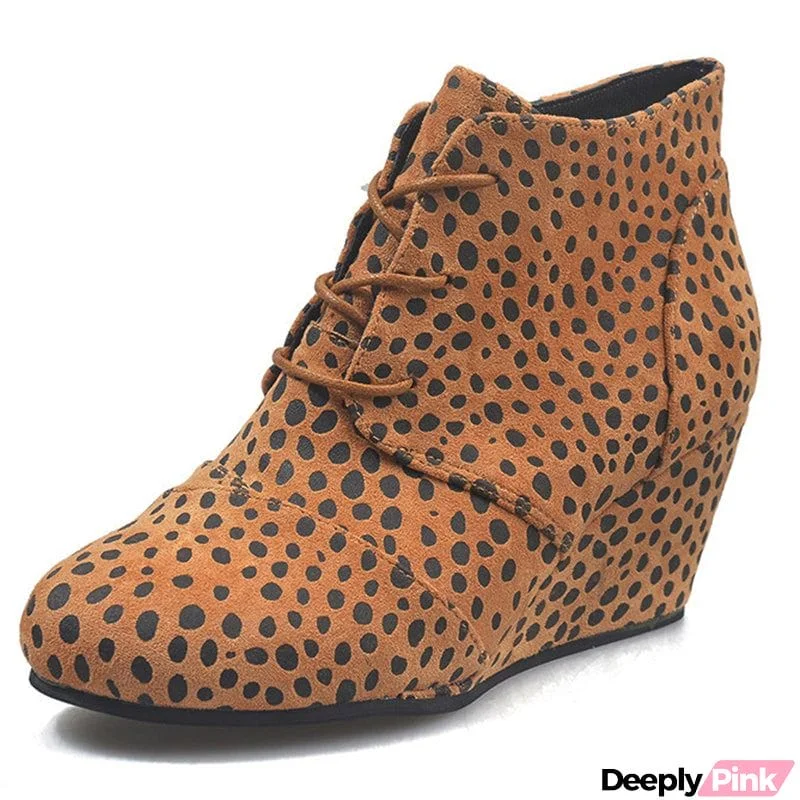 Fashion Retro Suede Wedge Heel Boots