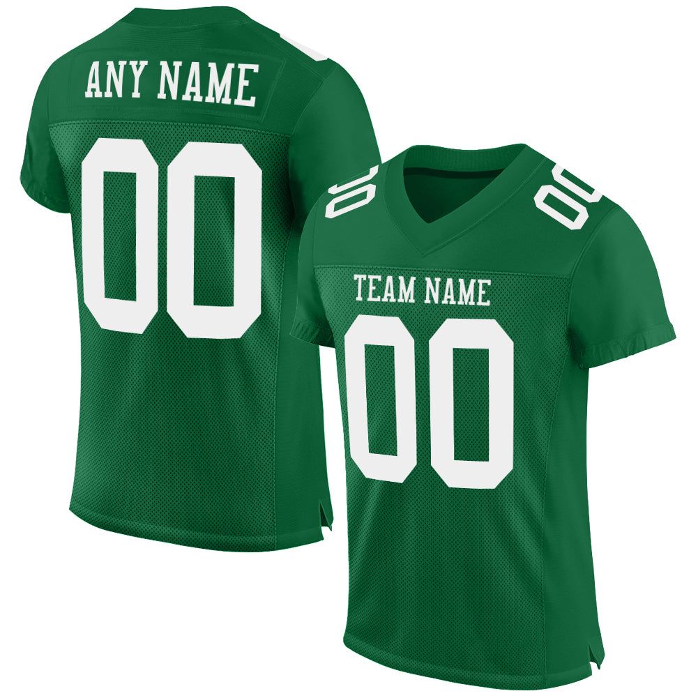 Custom Kelly Green White Mesh Authentic Football Jersey | captainssportss.com