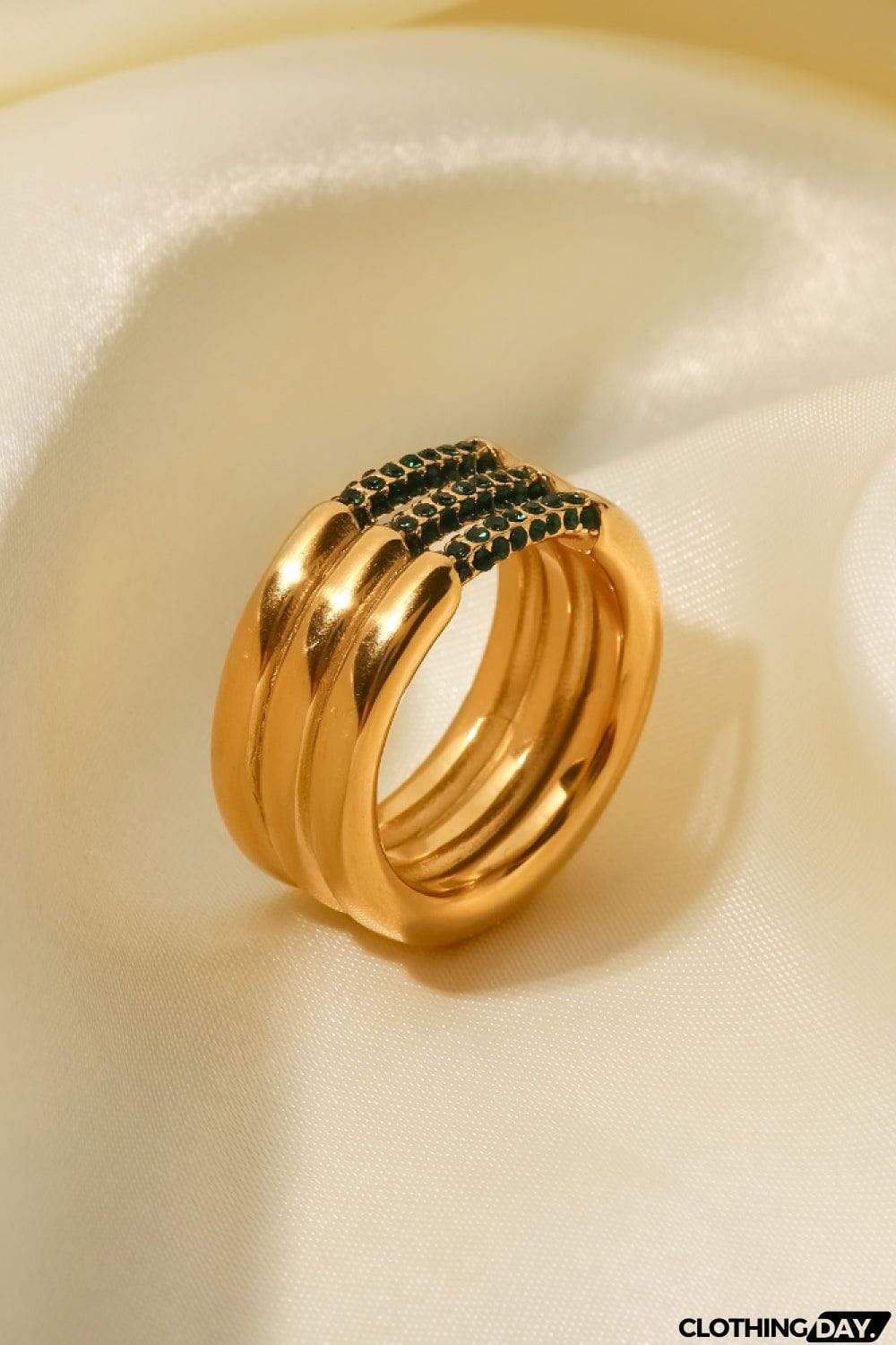 Triple-Layered Rhinestone Ring