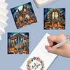 6Pcs Halloween House Special Shape Diamond Panting Greeting Card