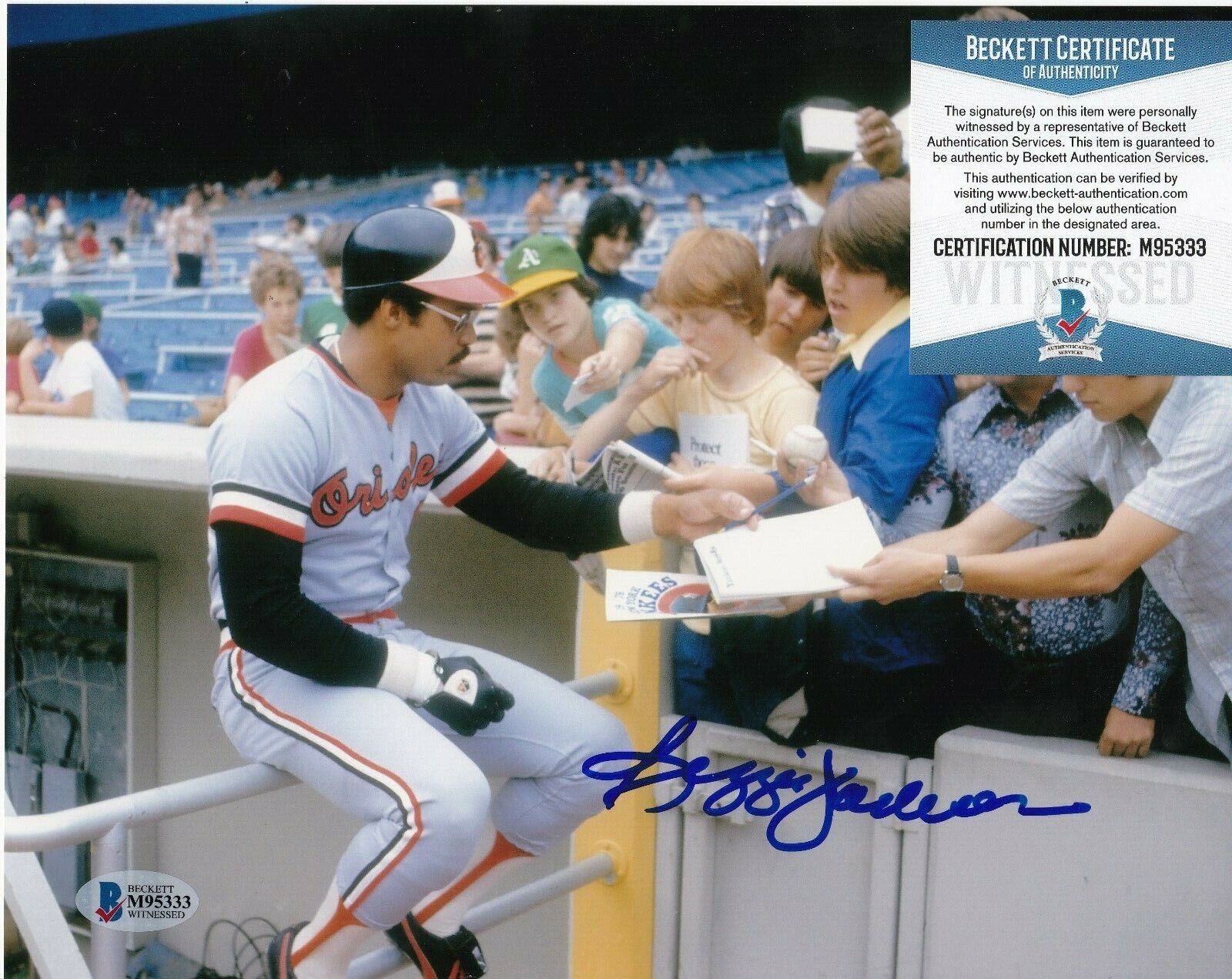 REGGIE JACKSON BALTIMORE ORIOLES BECKETT AUTHENTICATED SIGNED 8x10