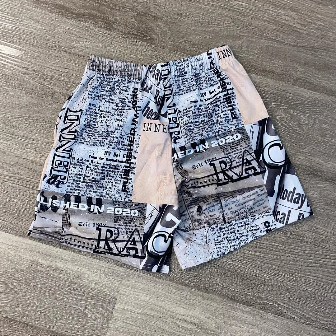 Vintage Print Newspaper Shorts