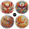 4Pcs Wooden Phoenix DIY Diamond Painting Placemats with Holder for Home Decor