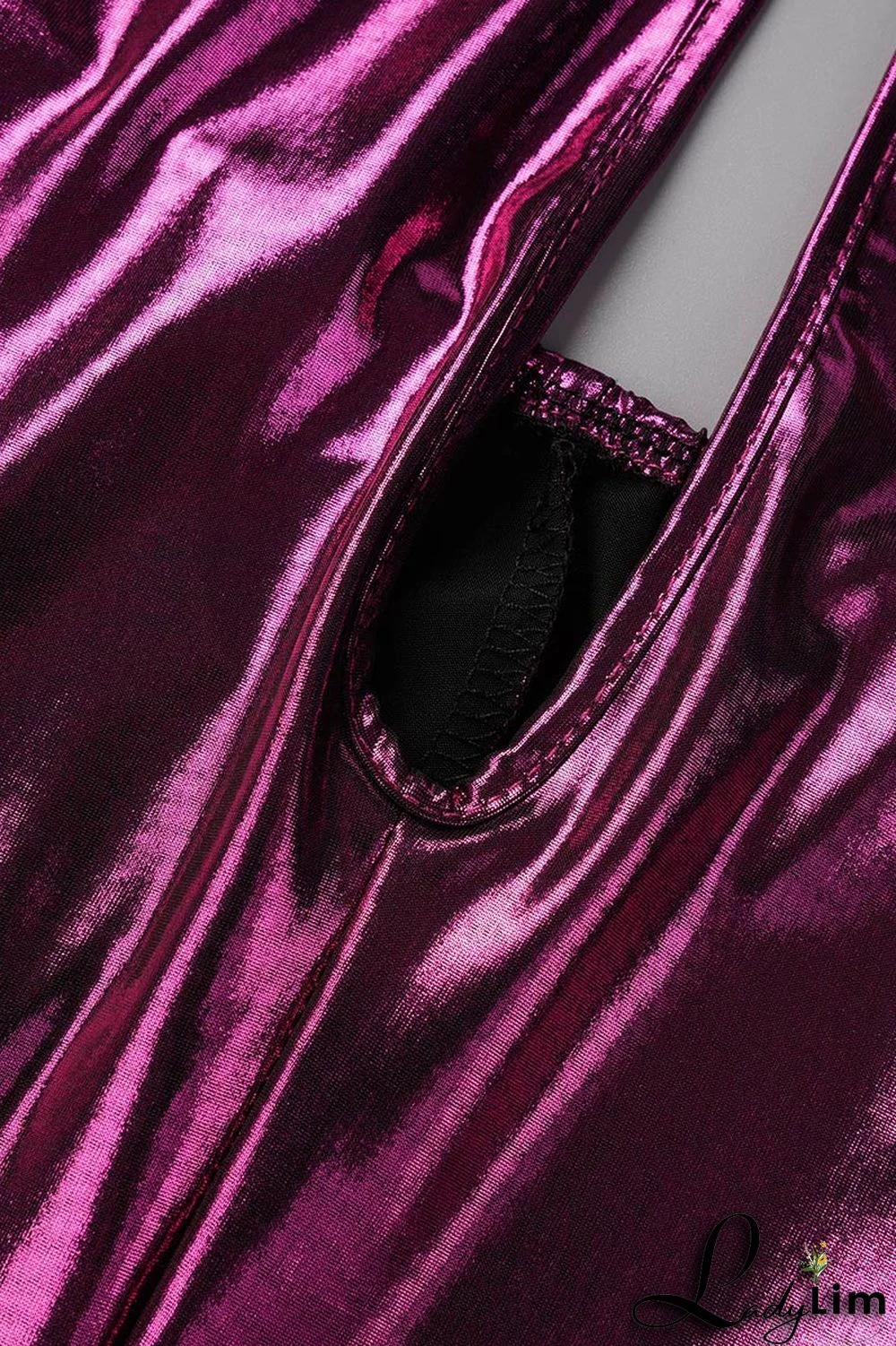 Fuchsia Sexy Solid Patchwork Backless Halter Skinny Jumpsuits