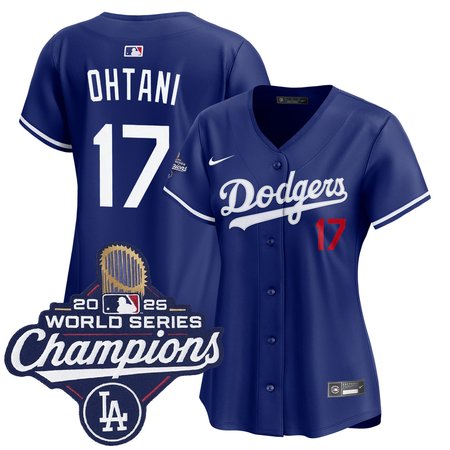 Women's Los Angeles Dodgers #17 Shohei Ohtani  Royal 2025 World Series Champions Home Limited Jersey