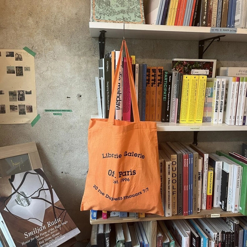 Unisex Medium Cotton Letter Preppy Style Square Open Square Bag