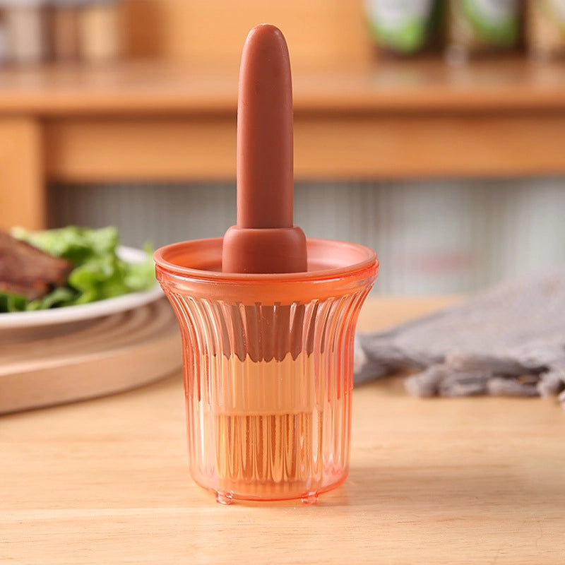 Oil Brush Household High Temperature Resistant Silicone Oil Brush With Bottle Kitchen Pancake Food Grade Barbecue Baking Integrated Oil Brush Bottle