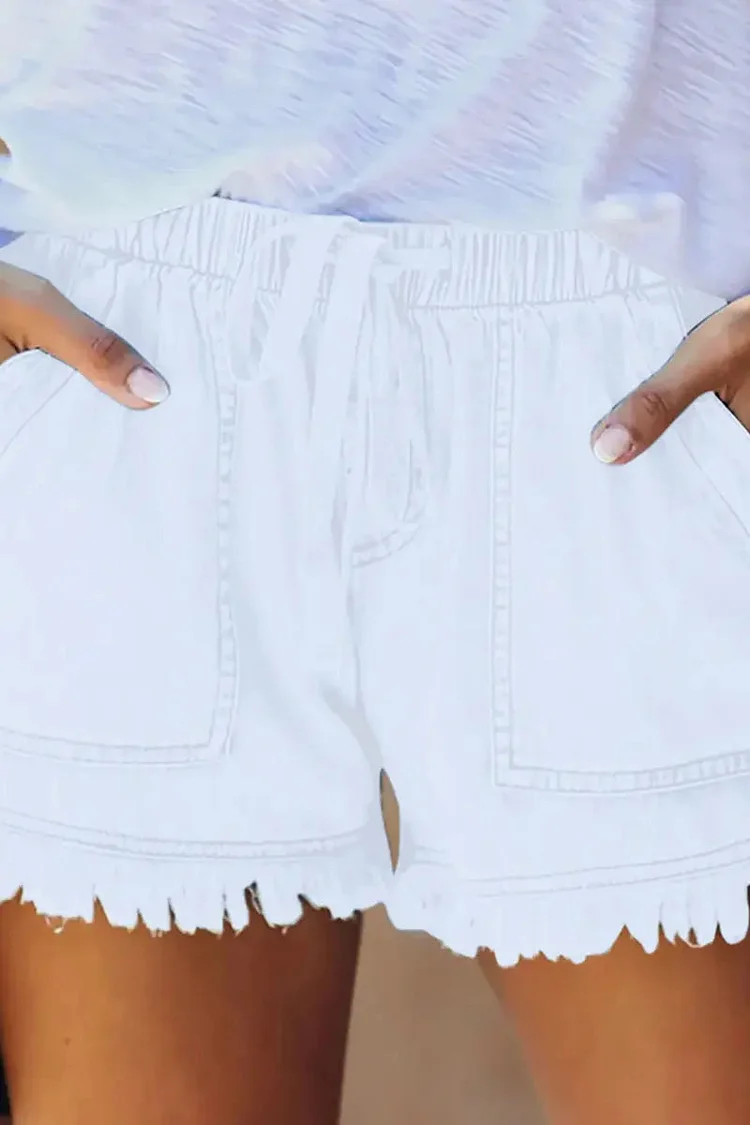 Elastic Waist Casual Denim Shorts