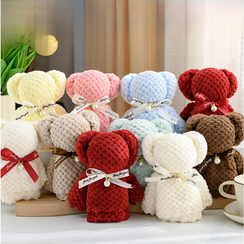 5 Pieces Coral Fleece Pineapple Pearl Bear Towel Gift Small Gift 30*30 Opening Gift Welfare Gift