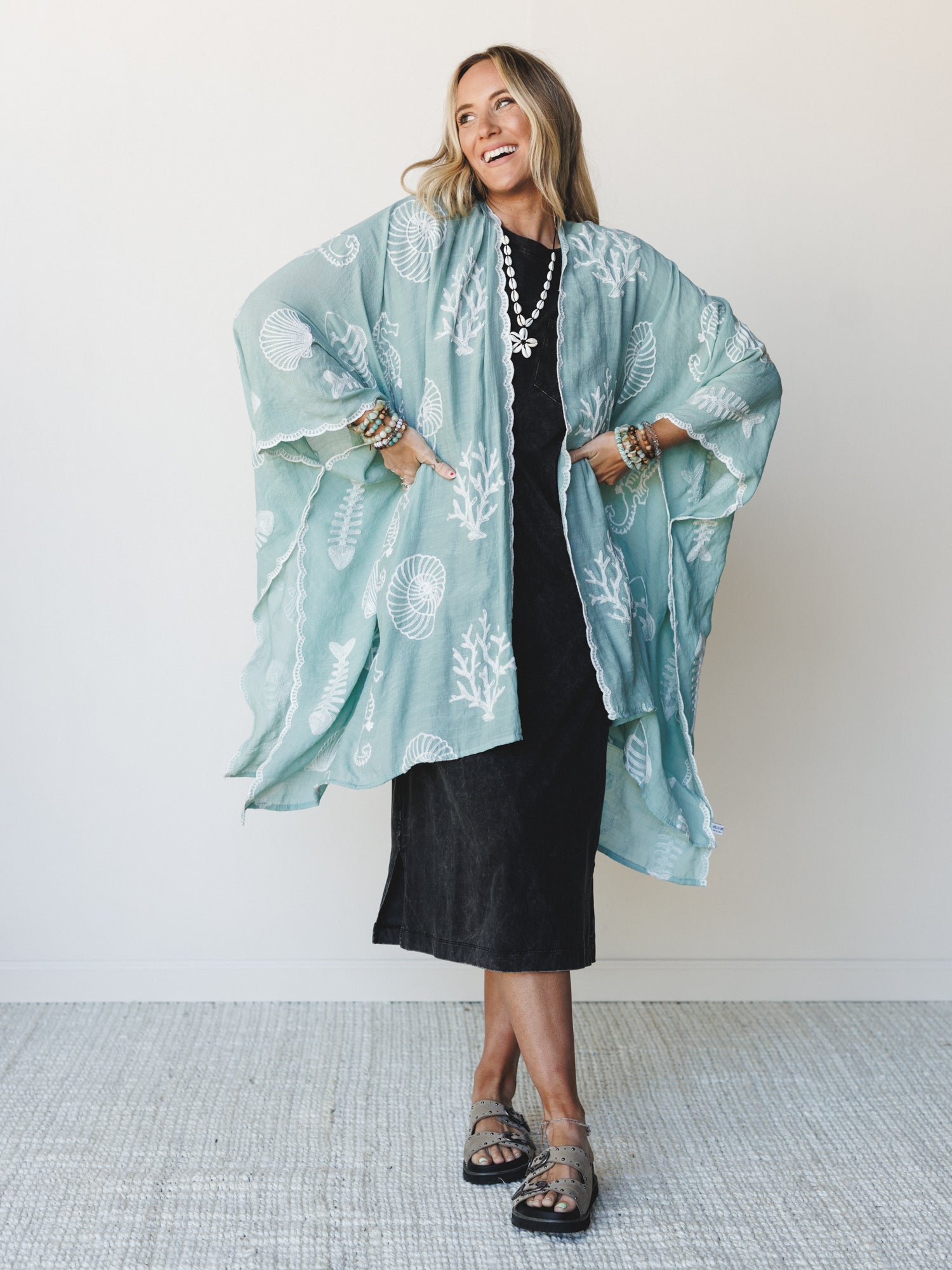 Mermaid Wishes Kimono - Sage