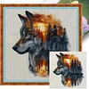 (US Only)Wolf Printed Cross Stitch Kit 45x45cm DIY 14CT Thread Art Needlework Home Decor