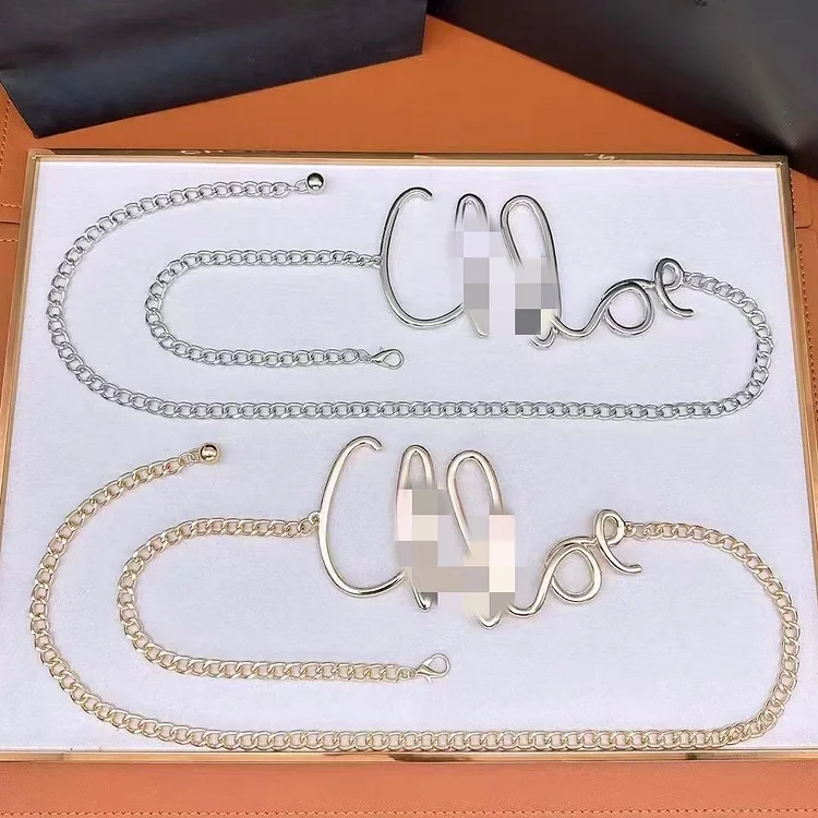  Minimalist Charm Retro Elegant Gold Plated Letter Waist Chain for Women Girls Metal Daily Autumn and Winter Jewelry