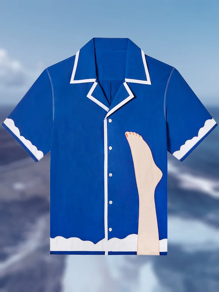 Men's Funny Art Foot Print Short Sleeve Shirt