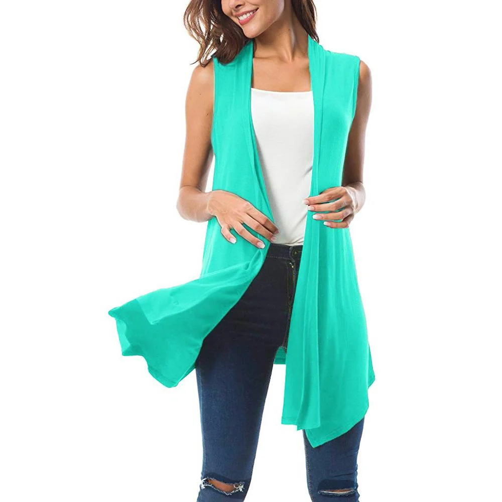 Summer Fashion Draped Open Front Cardigan Vest Blouse Ladies Solid Casual Cover up Female Women's Shirt Blusas Kimono Pullover