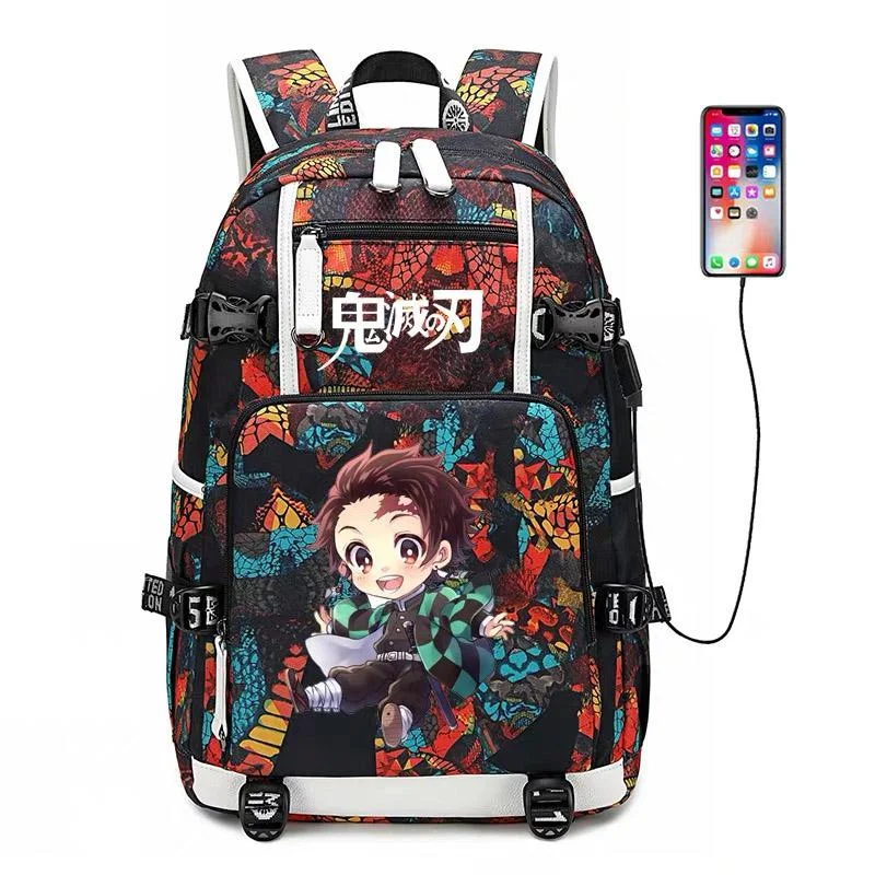 Buzzdaisy Demon Slayer Kimetsu no Yaiba Kamado Tanjirou #4 USB Charging Backpack School NoteBook Laptop Travel Bags