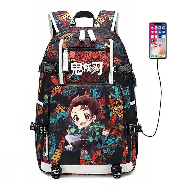 Mayoulove Demon Slayer Kimetsu no Yaiba Kamado Tanjirou #4 USB Charging Backpack School NoteBook Laptop Travel Bags-Mayoulove