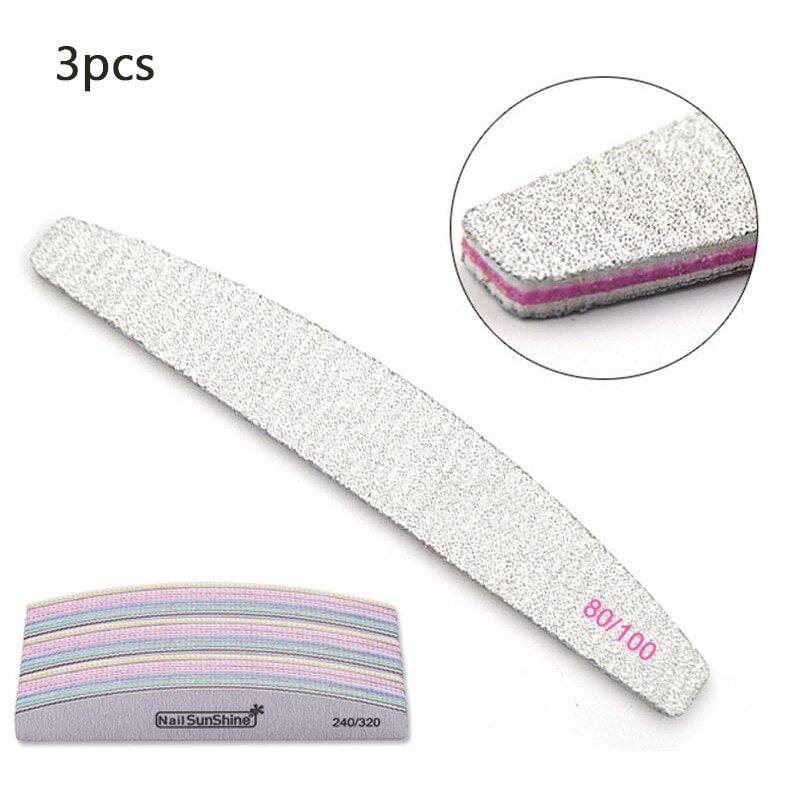 3/5/10Pcs Professional Nail File Sandpaper Strong Thick 100/180 Nail Files Buffer For Manicure Sanding Half Moon Lime Nail Tools