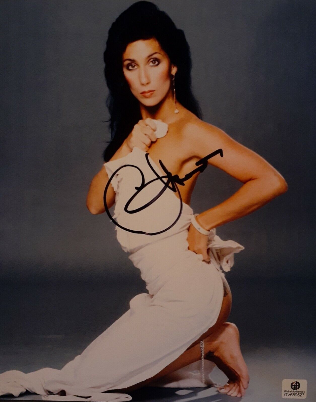 Cher signed 8x10 COA GAI sticker only