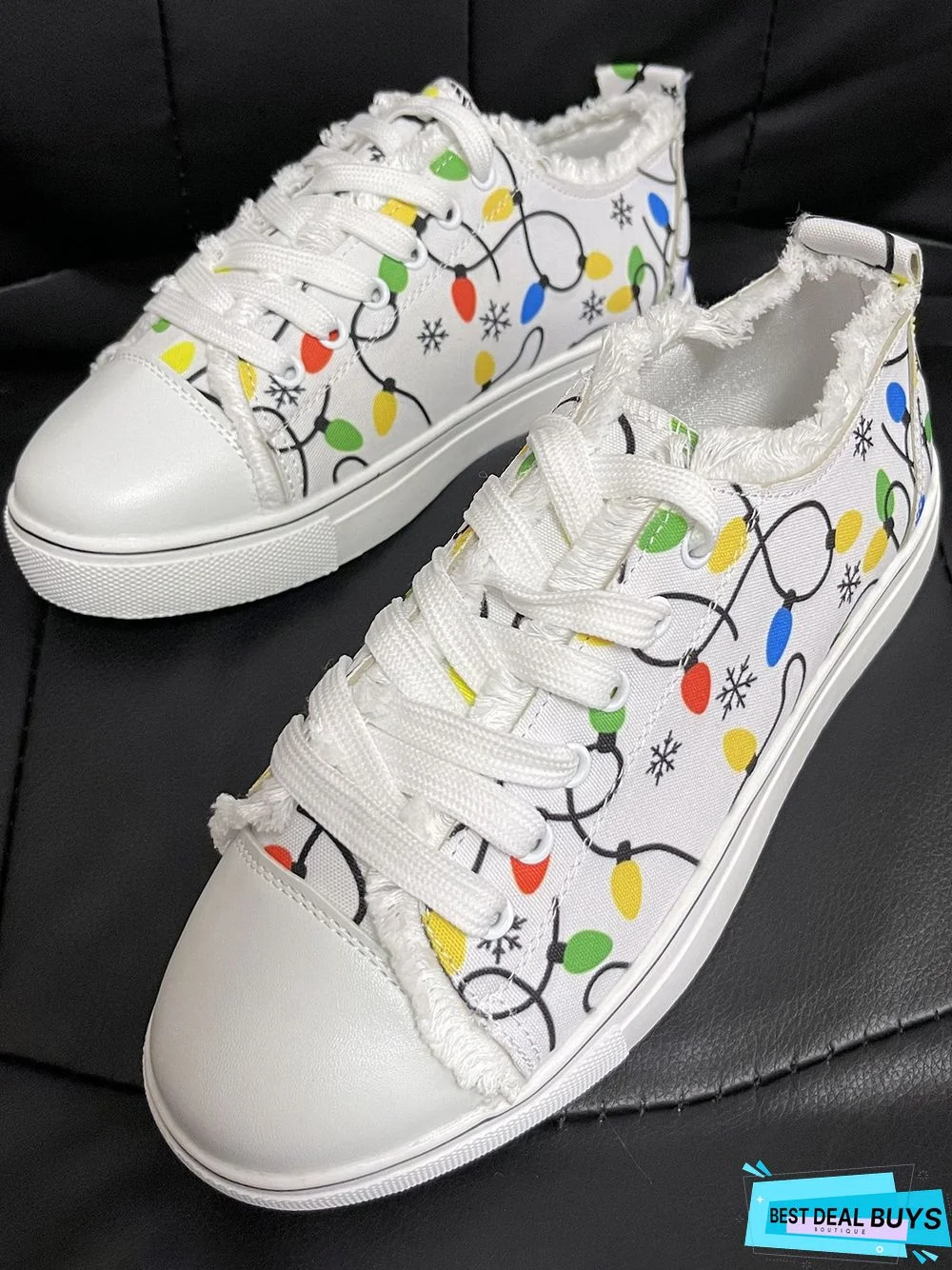 Colorful Print Lace-Up Canvas Shoes