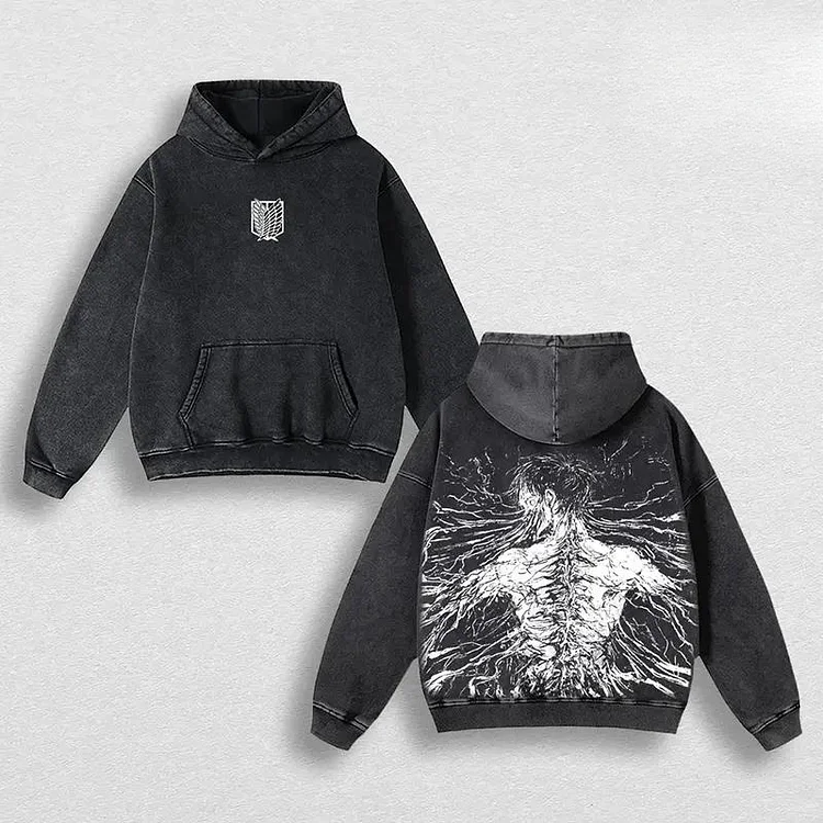 Eren Yeager Vintage Washed Hoodie - AOT
