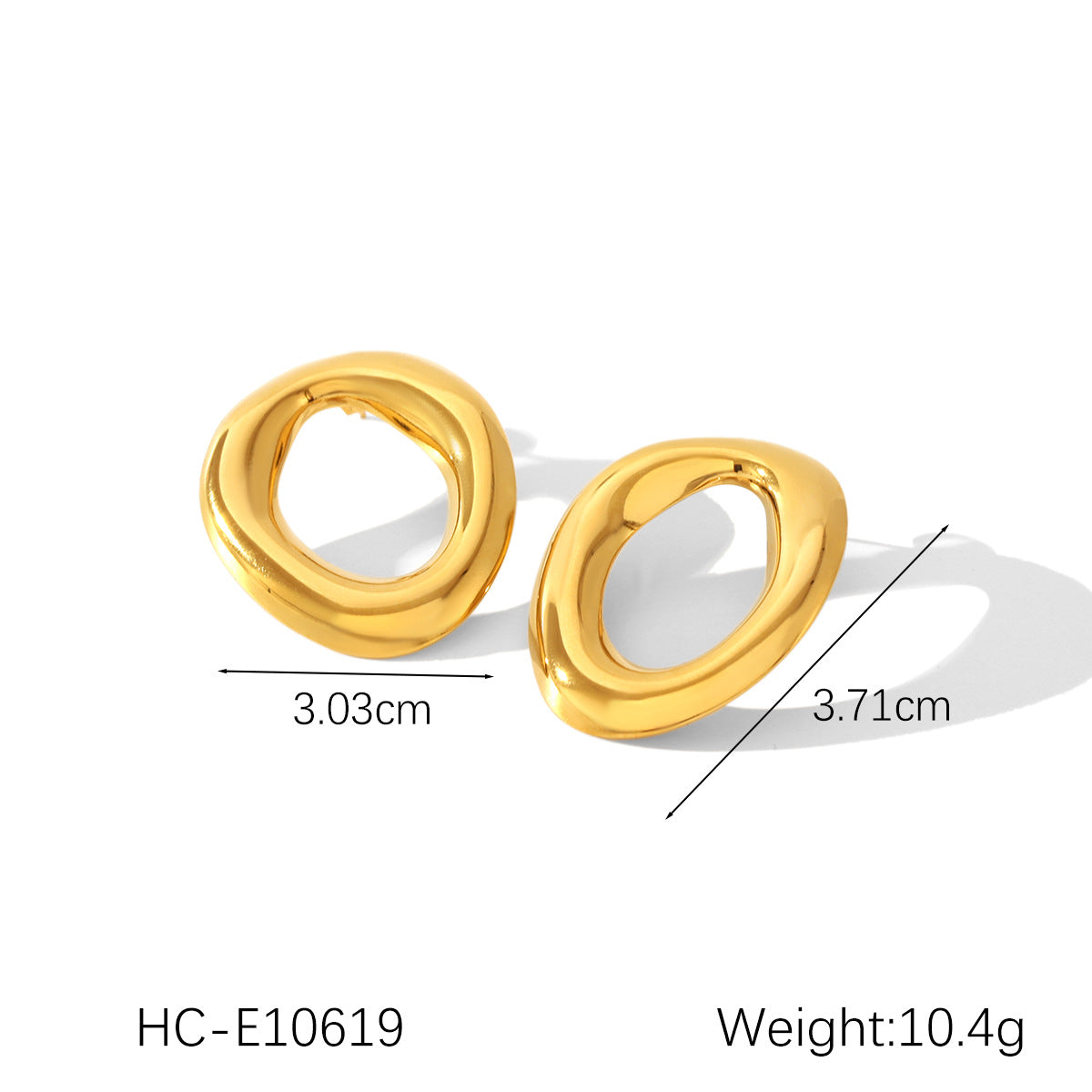 Minimalist Cold Style Stainless Steel Hoop Earrings Irregular Circle Titanium Steel Earrings Female Personality Versatile Earrings