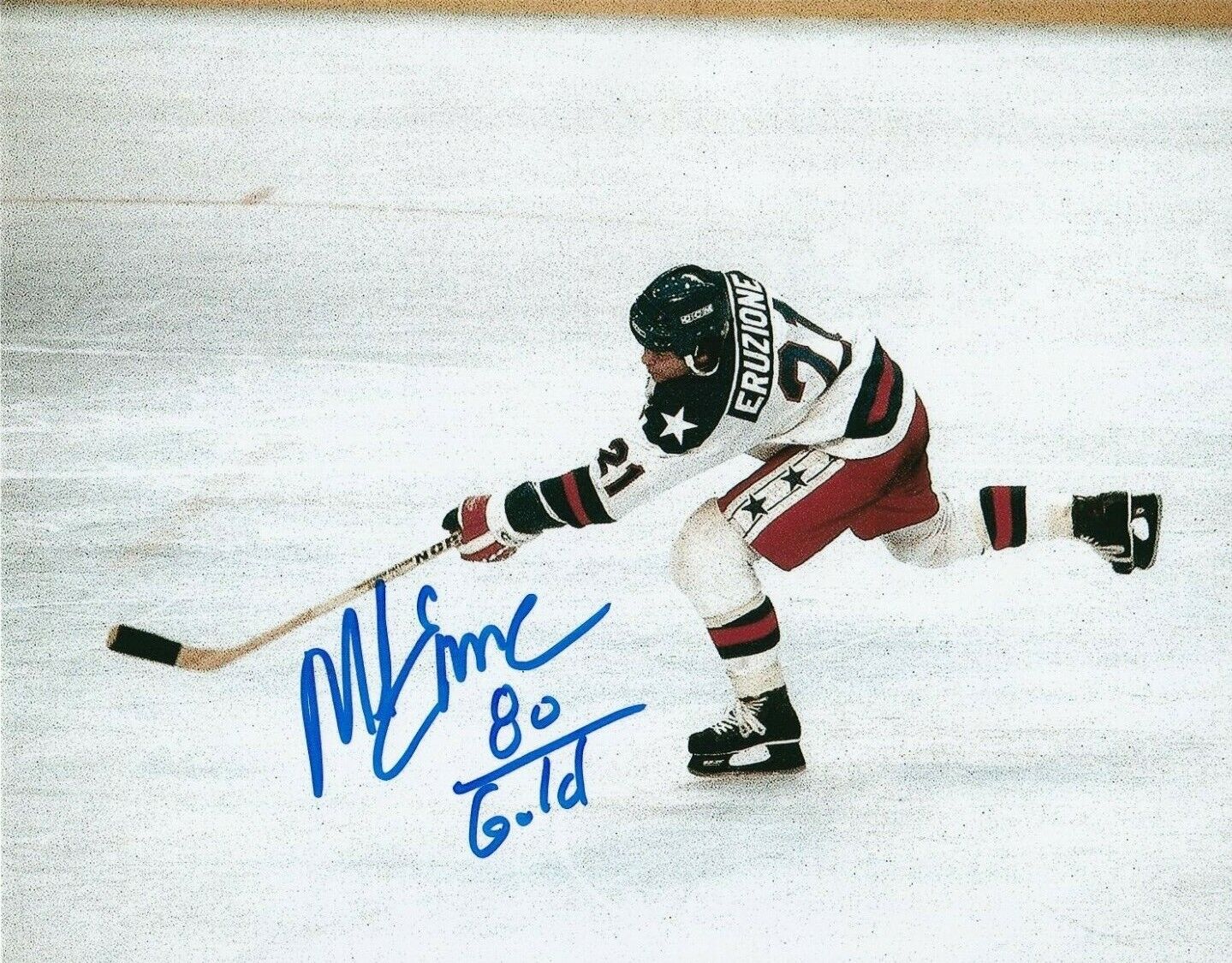 Mike Eruzione REAL hand SIGNED Live Action Hockey Photo Poster painting #3 COA USA Team Miracle