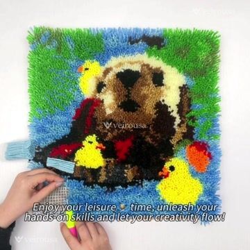 Otter and Duckling Joy Latch Hook Pillow Kit for Adult, Beginner and Kid veirousa