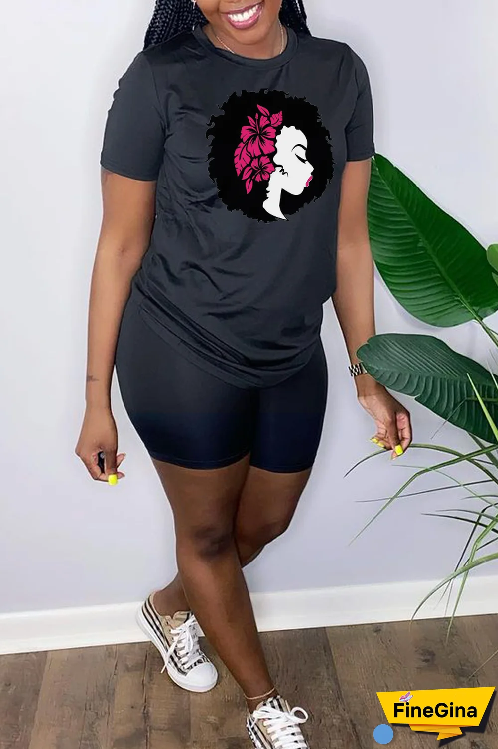 Black Casual Vintage Print Patchwork O Neck T-Shirts