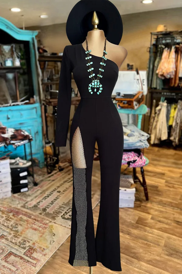 Beautiful Single Stitching Mesh Jumpsuit
