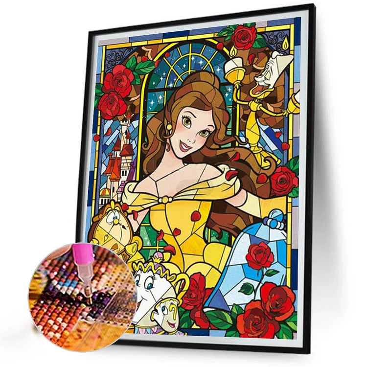 Stained Glass Princess Belle - Full Round - Diamond Painting(40*50cm)