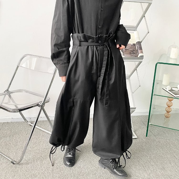-K1809 P95 Japanese Dark Deconstruction Stitching Loose Casual Pants-Dawfashion- Original Design Clothing Store-Halloween 2022