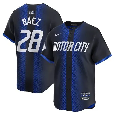 Men's Detroit Tigers #28 Javier Baez  Navy 2024 City Connect Limited Jersey