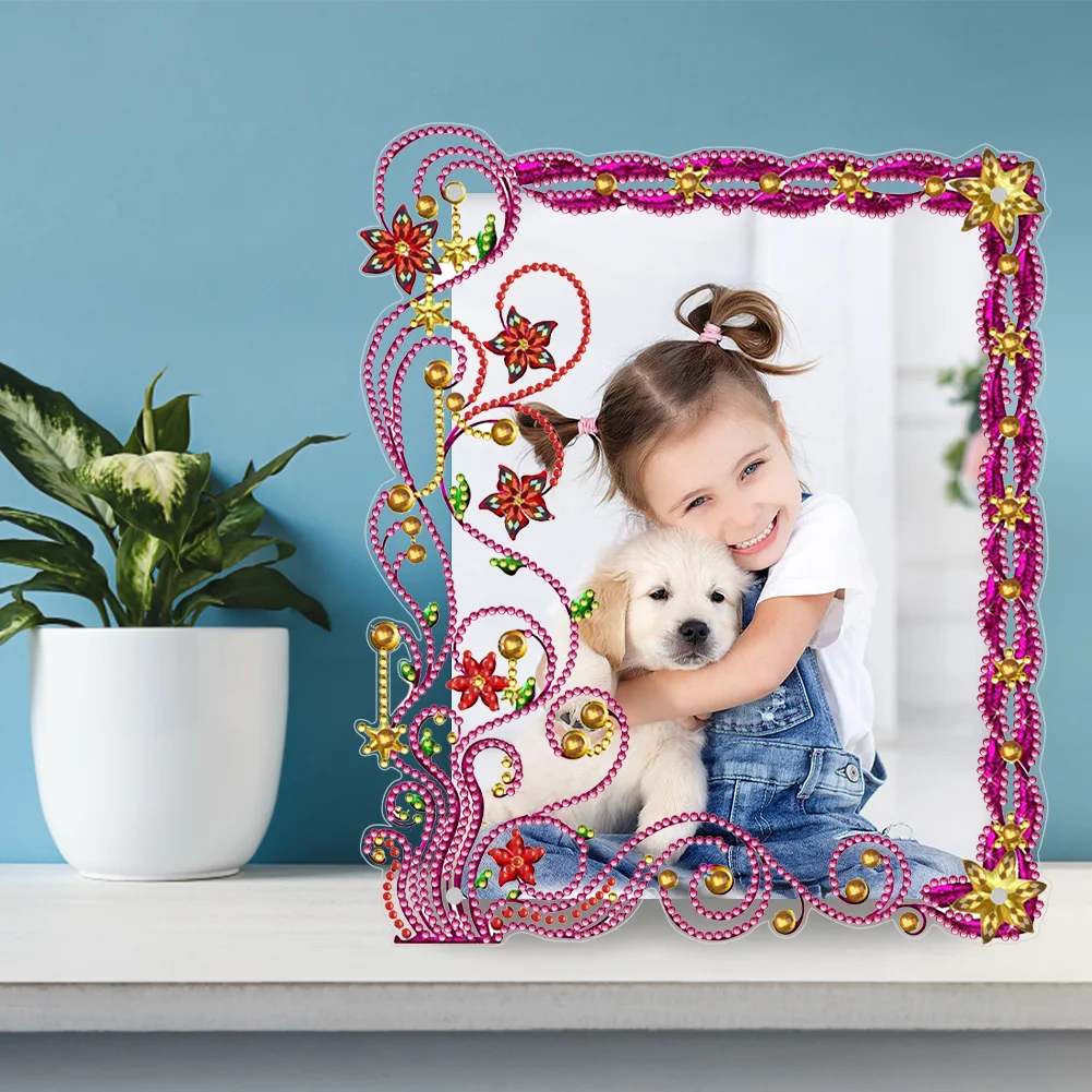 DIY Floral Special Shape Diamond Painting Photo Frame Kits Bedroom Table Decor