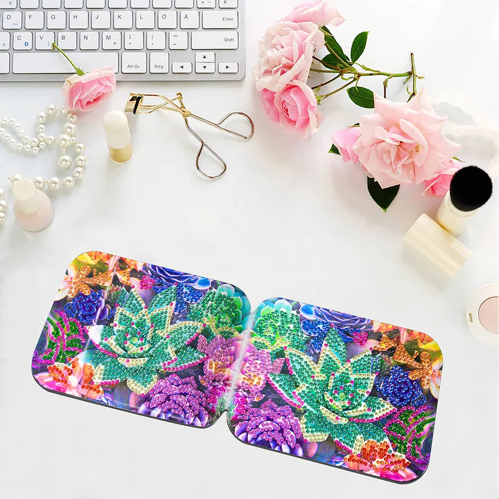 DIY Mandala Diamond Painting Makeup Compact Mirror Portable Folding